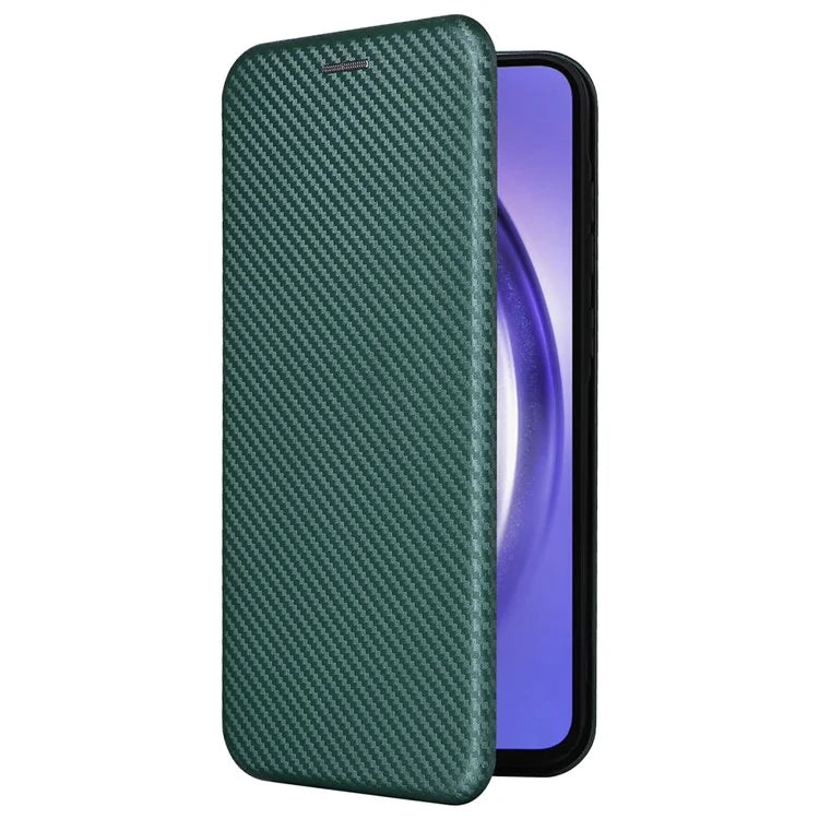 For Samsung Galaxy A55 5G Phone Leather Case Card Holder Carbon Fiber Texture