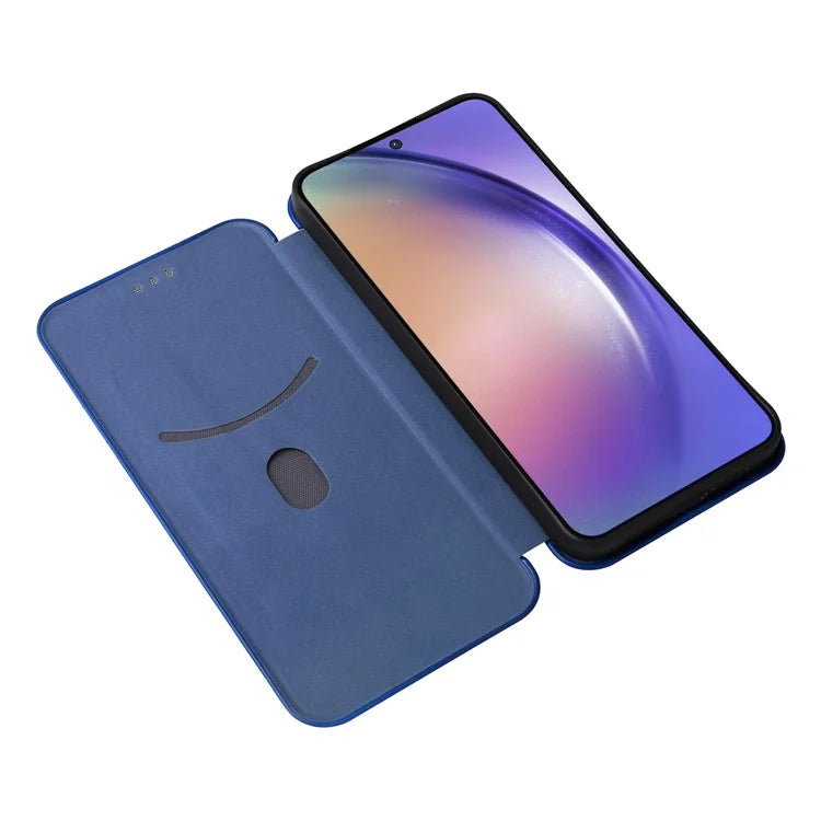 For Samsung Galaxy A55 5G Phone Leather Case Card Holder Carbon Fiber Texture