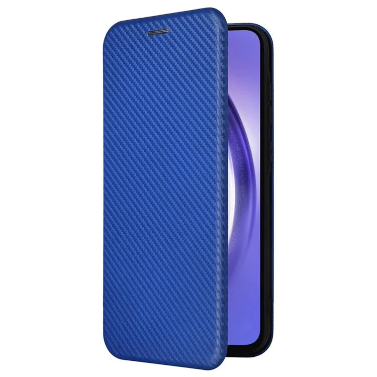 For Samsung Galaxy A55 5G Phone Leather Case Card Holder Carbon Fiber Texture