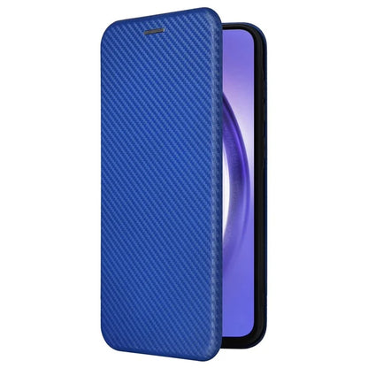 For Samsung Galaxy A55 5G Phone Leather Case Card Holder Carbon Fiber Texture