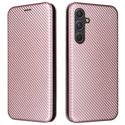 For Samsung Galaxy A55 5G Phone Leather Case Card Holder Carbon Fiber Texture