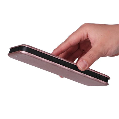 For Samsung Galaxy A55 5G Phone Leather Case Card Holder Carbon Fiber Texture