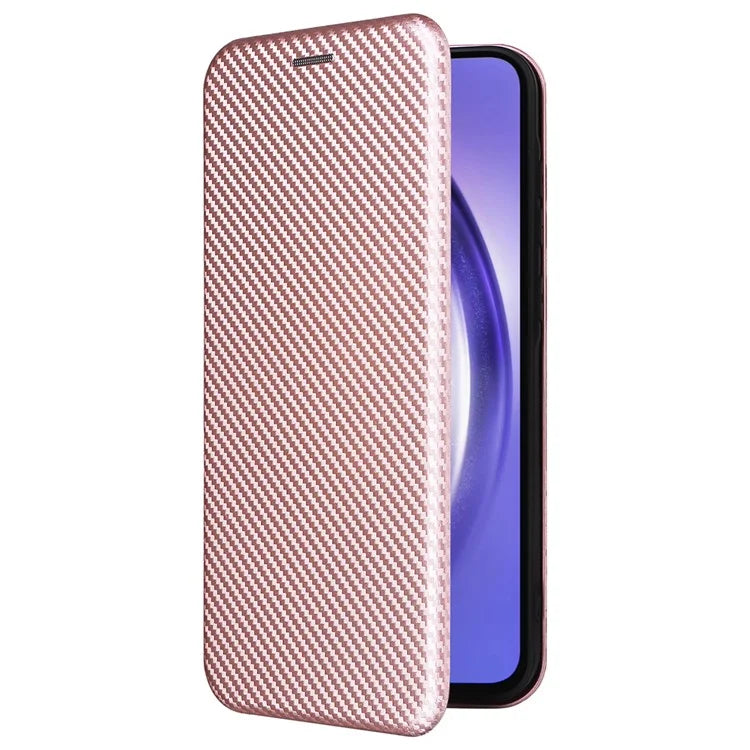 For Samsung Galaxy A55 5G Phone Leather Case Card Holder Carbon Fiber Texture