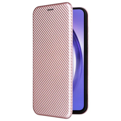 For Samsung Galaxy A55 5G Phone Leather Case Card Holder Carbon Fiber Texture