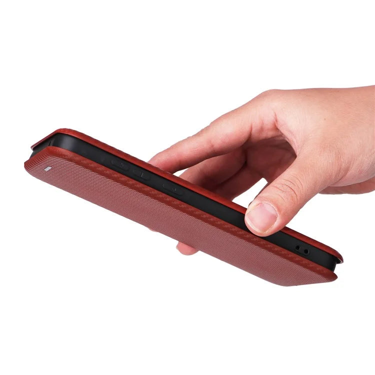 For Samsung Galaxy A55 5G Phone Leather Case Card Holder Carbon Fiber Texture