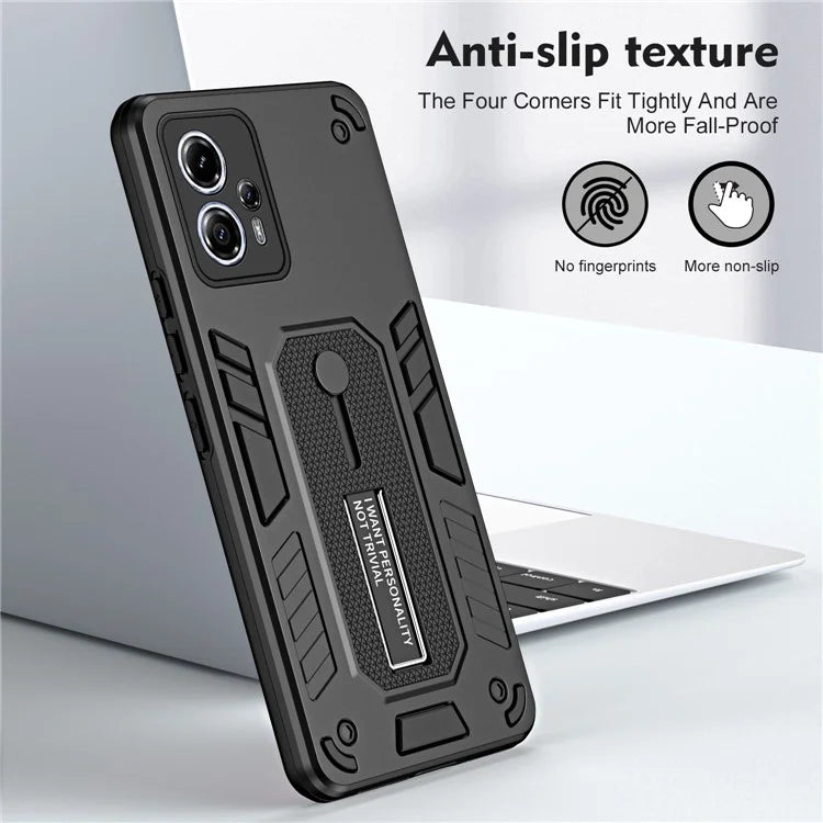 For Motorola Moto G13 4G / G23 4G Case TPU+PC Metal Kickstand Cover with Silicone Ring Strap