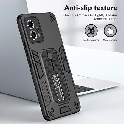 For Motorola Moto G13 4G / G23 4G Case TPU+PC Metal Kickstand Cover with Silicone Ring Strap