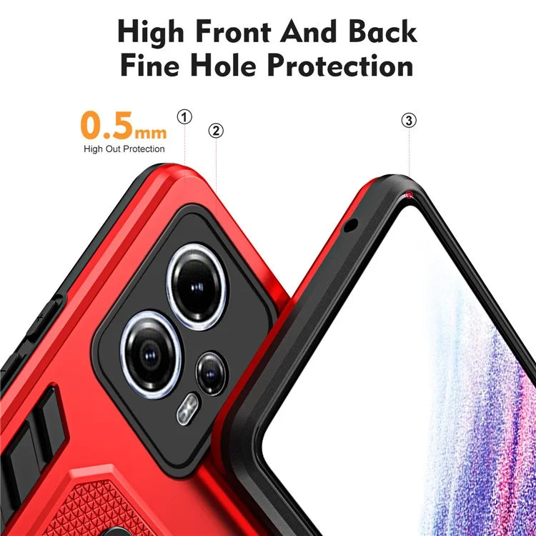 For Motorola Moto G13 4G / G23 4G Case TPU+PC Metal Kickstand Cover with Silicone Ring Strap