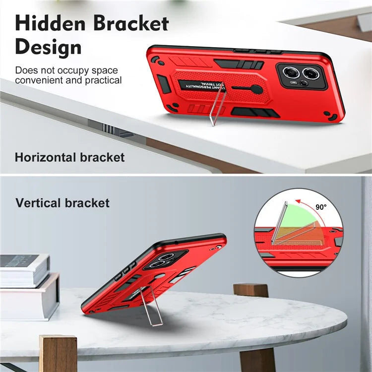 For Motorola Moto G13 4G / G23 4G Case TPU+PC Metal Kickstand Cover with Silicone Ring Strap