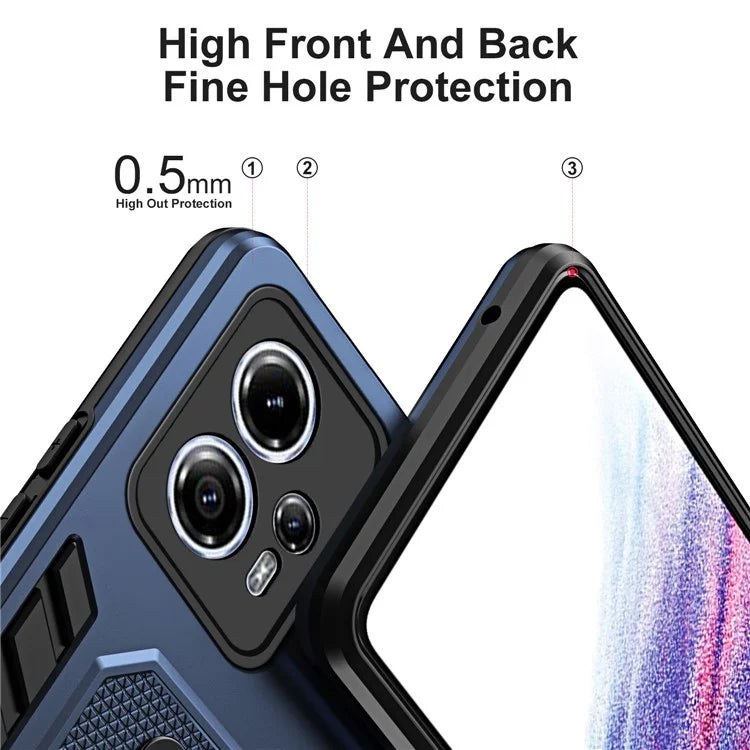 For Motorola Moto G13 4G / G23 4G Case TPU+PC Metal Kickstand Cover with Silicone Ring Strap