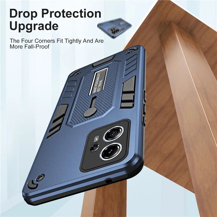 For Motorola Moto G13 4G / G23 4G Case TPU+PC Metal Kickstand Cover with Silicone Ring Strap