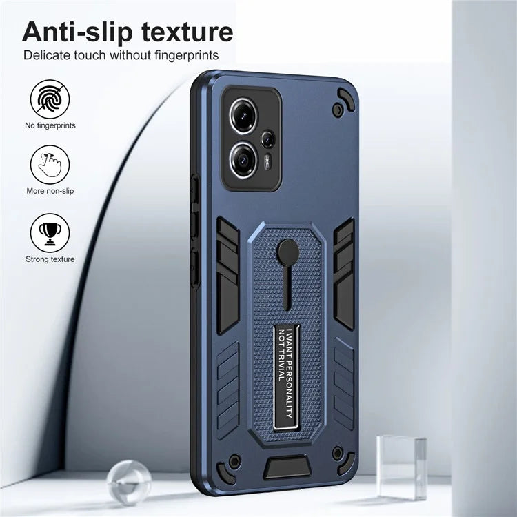 For Motorola Moto G13 4G / G23 4G Case TPU+PC Metal Kickstand Cover with Silicone Ring Strap