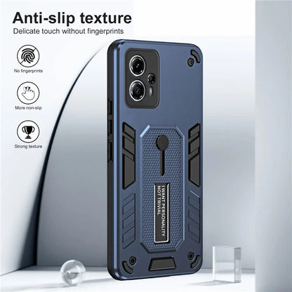 For Motorola Moto G13 4G / G23 4G Case TPU+PC Metal Kickstand Cover with Silicone Ring Strap