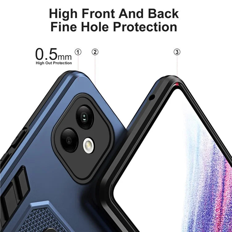 For Samsung Galaxy A05 4G Cell Phone Case Shockproof TPU + PC Cover with Silicone Ring Strap