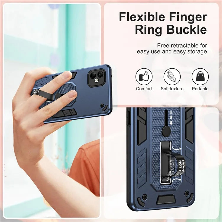For Samsung Galaxy A05 4G Cell Phone Case Shockproof TPU + PC Cover with Silicone Ring Strap