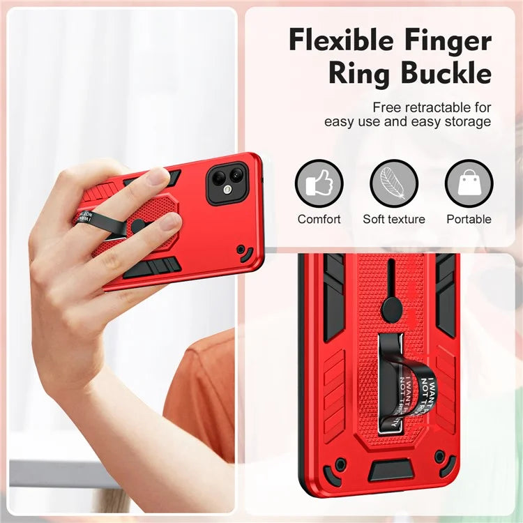 For Samsung Galaxy A05 4G Cell Phone Case Shockproof TPU + PC Cover with Silicone Ring Strap