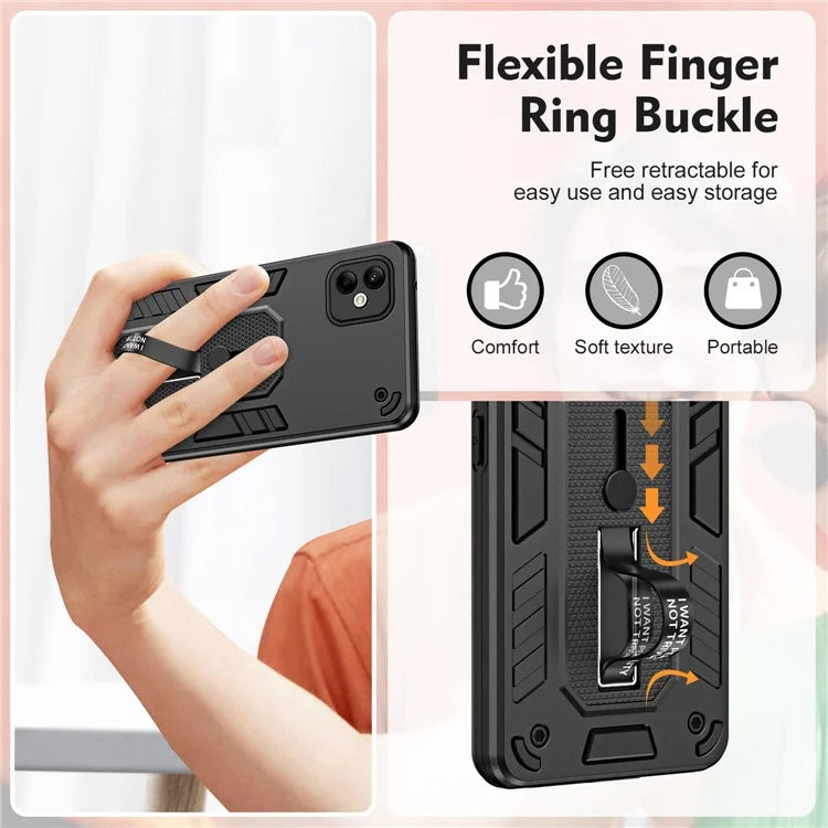 For Samsung Galaxy A05 4G Cell Phone Case Shockproof TPU + PC Cover with Silicone Ring Strap