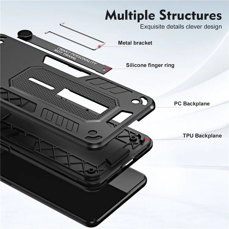 For Samsung Galaxy A05 4G Cell Phone Case Shockproof TPU + PC Cover with Silicone Ring Strap