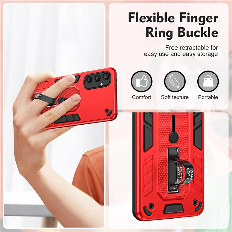For Samsung Galaxy S24+ Back Case Silicone Ring Strap TPU+PC Kickstand Phone Cover