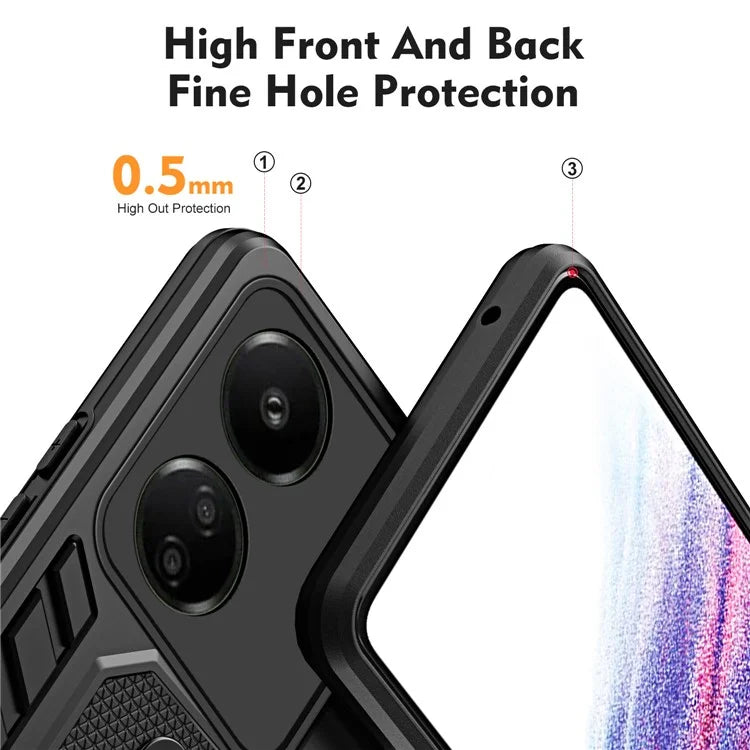 For Xiaomi Redmi 13C 4G / Poco C65 4G Metal Kickstand Case with Silicone Ring Strap