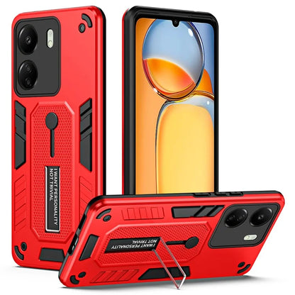 For Xiaomi Redmi 13C 4G / Poco C65 4G Metal Kickstand Case with Silicone Ring Strap