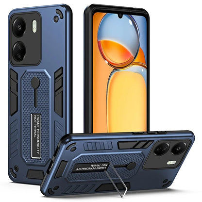 For Xiaomi Redmi 13C 4G / Poco C65 4G Metal Kickstand Case with Silicone Ring Strap