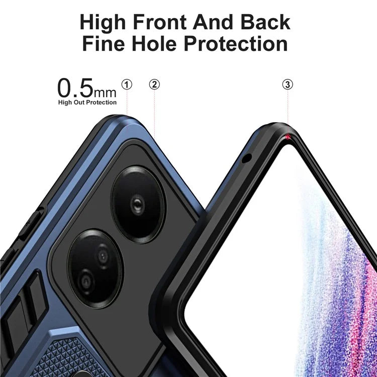 For Xiaomi Redmi 13C 4G / Poco C65 4G Metal Kickstand Case with Silicone Ring Strap