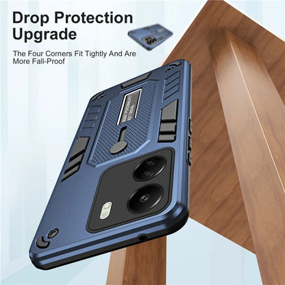 For Xiaomi Redmi 13C 4G / Poco C65 4G Metal Kickstand Case with Silicone Ring Strap