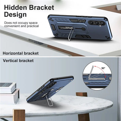 For Samsung Galaxy S23 FE Kickstand Case PC+TPU Shock Absorbing Mobile Phone Cover