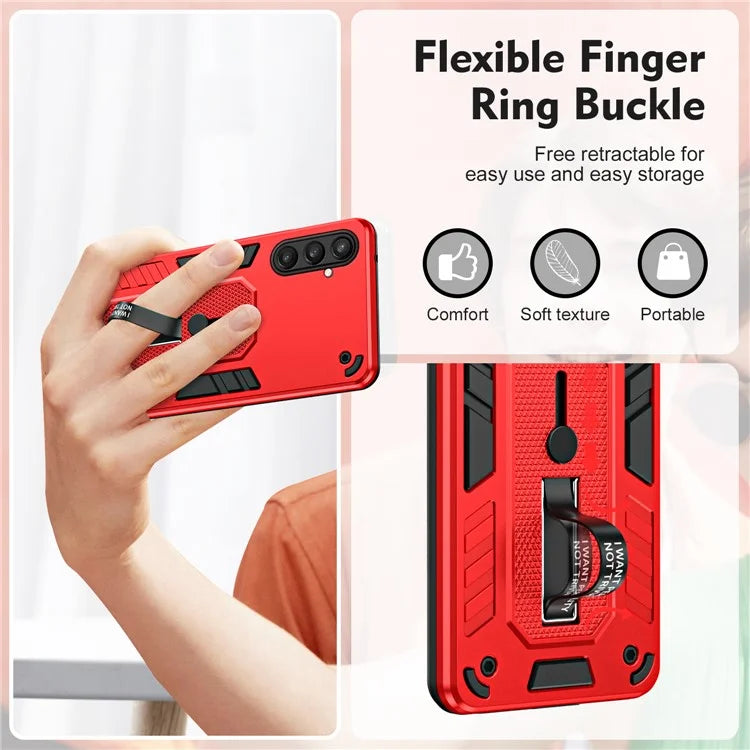 For Samsung Galaxy S23 FE Kickstand Case PC+TPU Shock Absorbing Mobile Phone Cover