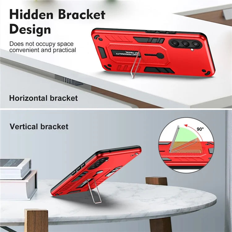 For Samsung Galaxy S23 FE Kickstand Case PC+TPU Shock Absorbing Mobile Phone Cover