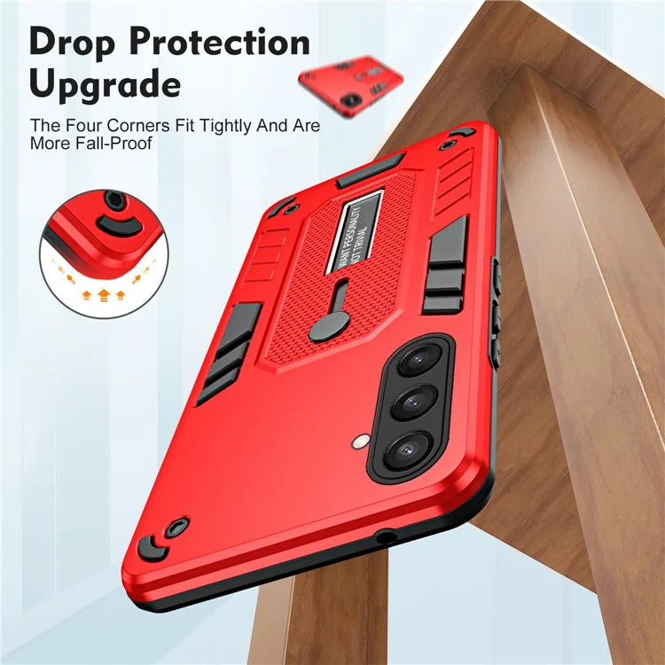 For Samsung Galaxy S23 FE Kickstand Case PC+TPU Shock Absorbing Mobile Phone Cover