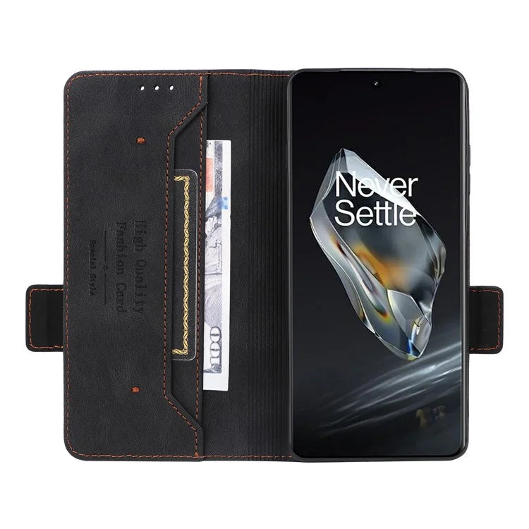 For OnePlus 12 5G Leather Case Wallet Phone Cover Hardware Decor