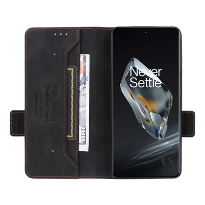 For OnePlus 12 5G Leather Case Wallet Phone Cover Hardware Decor