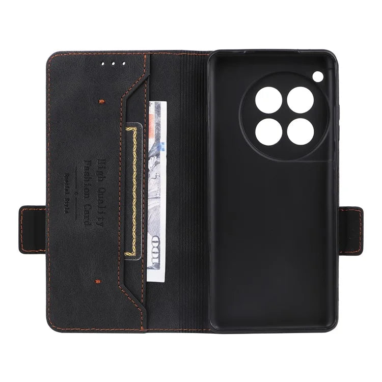 For OnePlus 12 5G Leather Case Wallet Phone Cover Hardware Decor