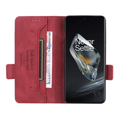 For OnePlus 12 5G Leather Case Wallet Phone Cover Hardware Decor