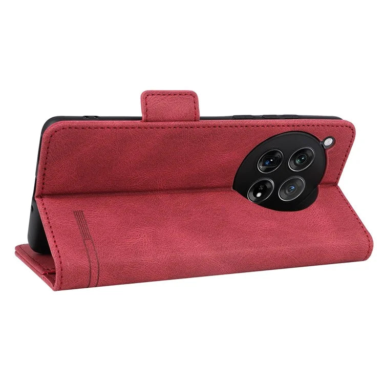 For OnePlus 12 5G Leather Case Wallet Phone Cover Hardware Decor