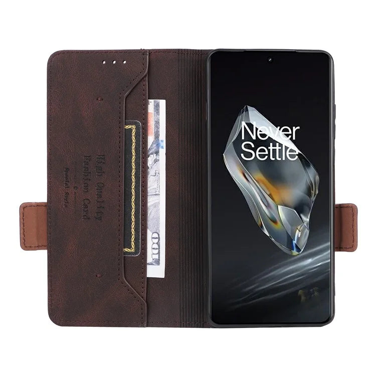 For OnePlus 12 5G Leather Case Wallet Phone Cover Hardware Decor