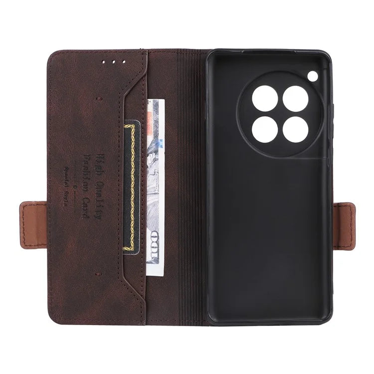 For OnePlus 12 5G Leather Case Wallet Phone Cover Hardware Decor