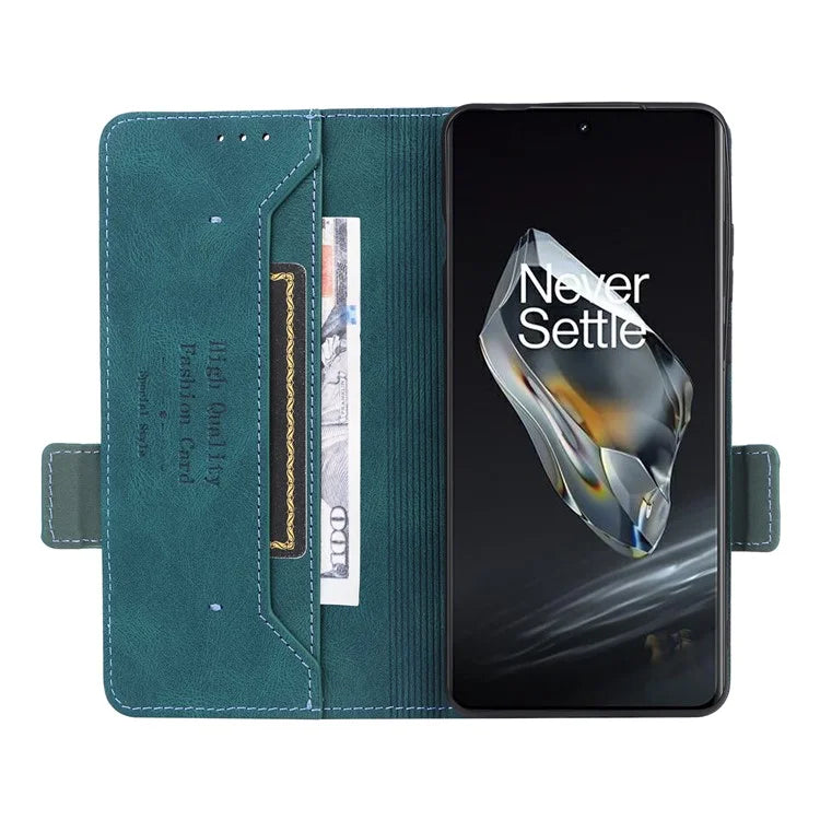 For OnePlus 12 5G Leather Case Wallet Phone Cover Hardware Decor