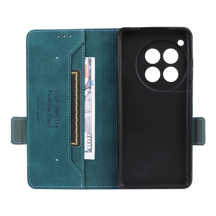 For OnePlus 12 5G Leather Case Wallet Phone Cover Hardware Decor