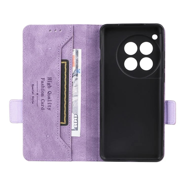 For OnePlus 12 5G Leather Case Wallet Phone Cover Hardware Decor