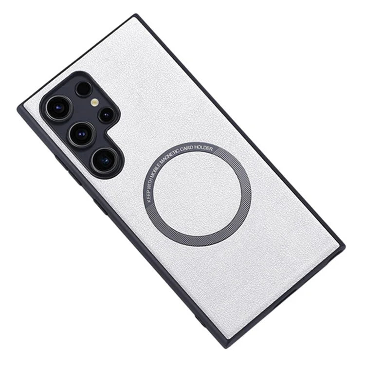 For Samsung Galaxy S24 Ultra Phone Case Compatible with MagSafe Leather+TPU Cover