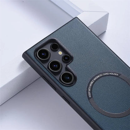 For Samsung Galaxy S24 Ultra Phone Case Compatible with MagSafe Leather+TPU Cover