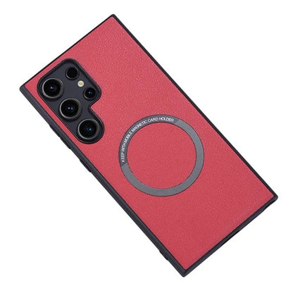 For Samsung Galaxy S24 Ultra Phone Case Compatible with MagSafe Leather+TPU Cover