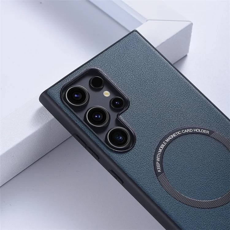 For Samsung Galaxy S24 Ultra Phone Case Compatible with MagSafe Leather+TPU Cover