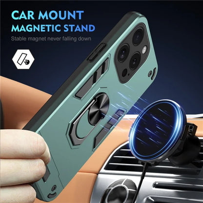 For iPhone 15 Pro Kickstand Case Magnetic Car Mount Phone Cover