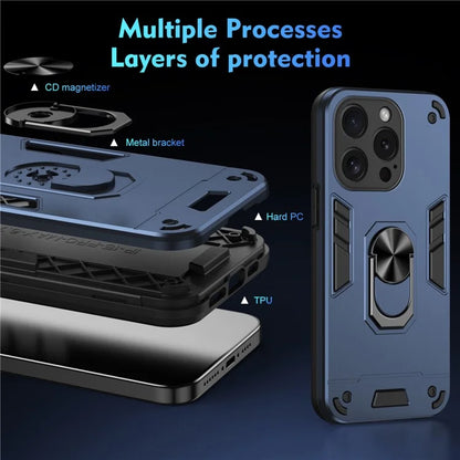For iPhone 15 Pro Kickstand Case Magnetic Car Mount Phone Cover