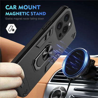 For iPhone 15 Pro Kickstand Case Magnetic Car Mount Phone Cover