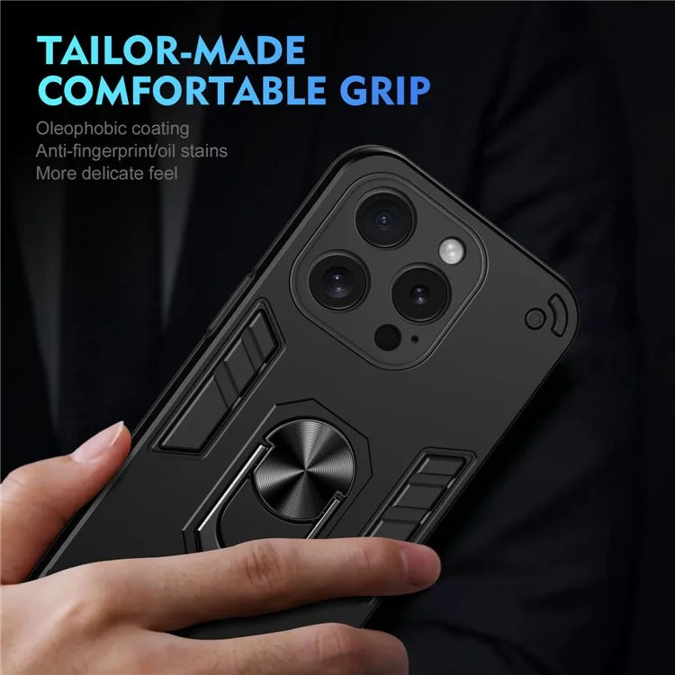 For iPhone 15 Pro Kickstand Case Magnetic Car Mount Phone Cover